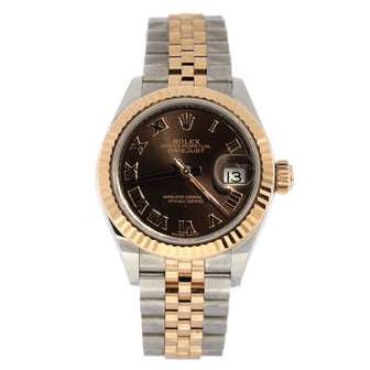 Rolex Oyster Perpetual Datejust Chocolate Brown Automatic Watch Stainless Steel and Rose Gold 28