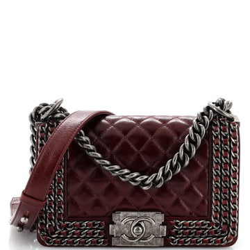 Chanel Chained Boy Flap Bag Quilted Glazed Calfskin Small