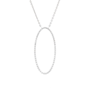 Tiffany & Co. Metro Oval Pendant Necklace 18K White Gold and Diamonds