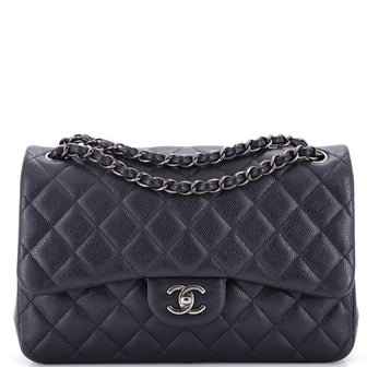 Chanel Classic Double Flap Bag Quilted Caviar Jumbo