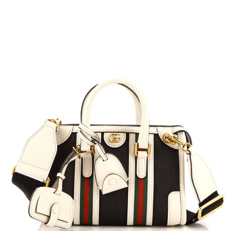Gucci Double G Web Top Handle Bag GG Canvas with Leather Mini