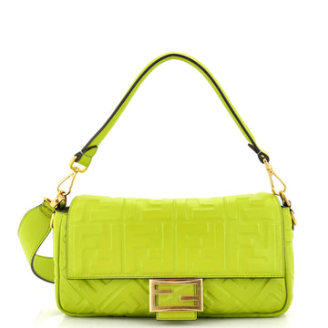 Fendi Baguette NM Bag Zucca Embossed Leather Medium