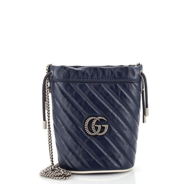 Gucci GG Marmont Bucket Bag Diagonal Quilted Leather Mini