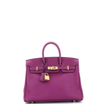Hermes Birkin Handbag Purple Swift with Gold Hardware 25