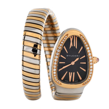 Bvlgari Serpenti Tubogas Single Spiral Quartz Watch Stainless Steel and Rose Gold with Diamond Bezel 23