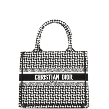 Christian Dior Book Tote Houndstooth Canvas Small
