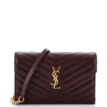 Saint Laurent Classic Monogram Wallet on Chain Matelasse Chevron Leather Small