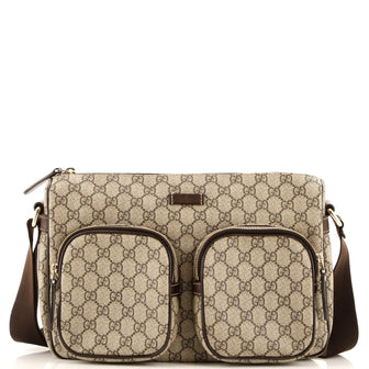 Gucci Double Pocket Messenger Bag GG Coated Canvas Large