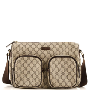 Gucci Double Pocket Messenger Bag GG Coated Canvas Large