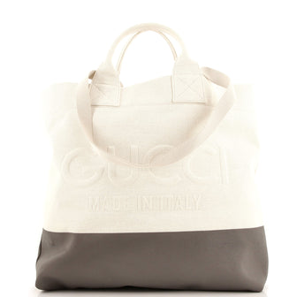 Gucci Logo Embossed Open Tote Canvas