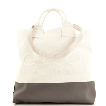 Gucci Logo Embossed Open Tote Canvas