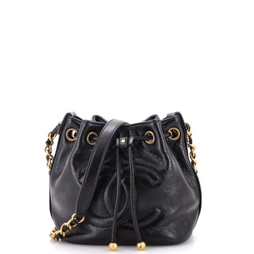 Chanel CC Drawstring Bucket Bag Shiny Aged Calfskin Small