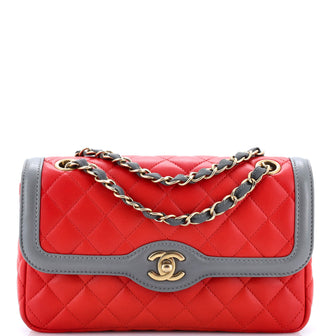 Chanel Two Tone Flap Bag Quilted Lambskin Small