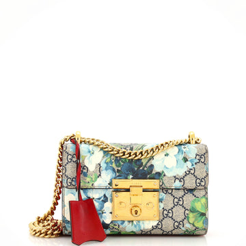 Gucci Padlock Shoulder Bag Blooms Print GG Coated Canvas Small
