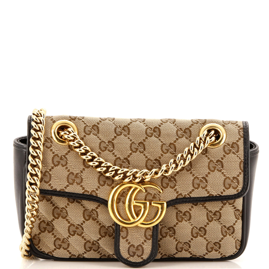 Gucci GG Marmont Flap Bag Diagonal Quilted GG Canvas Small 293011