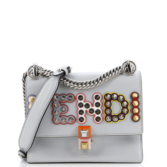 Fendi Kan I Bag Embellished Applique Leather Small