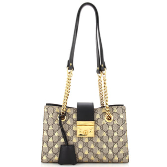 Gucci Padlock Chain Tote Printed GG Coated Canvas Small
