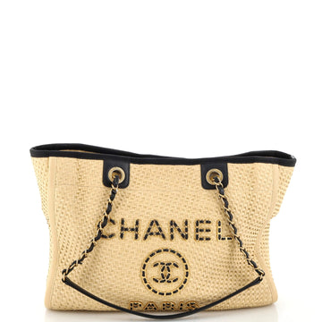 Chanel Deauville Tote Straw with Chain Detail Small