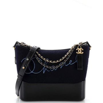 Chanel Paris-Hamburg Gabrielle Hobo Embroidered Wool and Calfskin Medium
