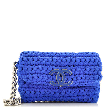 Chanel Fancy Crochet Flap Bag Fabric Small