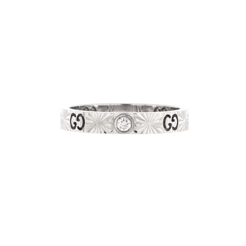 Gucci Icon Heart Band Ring 18K White Gold with Diamond 3mm