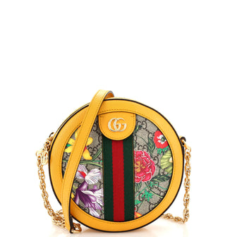Gucci Ophidia Round Shoulder Bag Flora GG Coated Canvas Mini