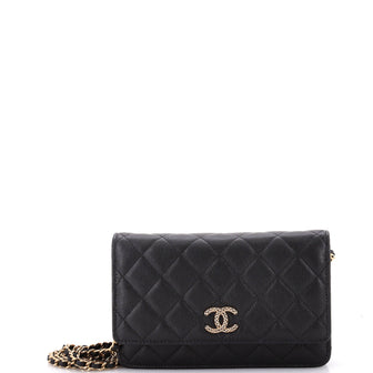 Chanel Textured CC Wallet on Chain Quilted Caviar