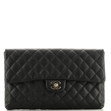 Chanel Classic Flap Clutch Quilted Caviar