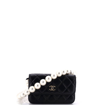 Chanel Pearl Strap Clutch with Chain Quilted Calfskin