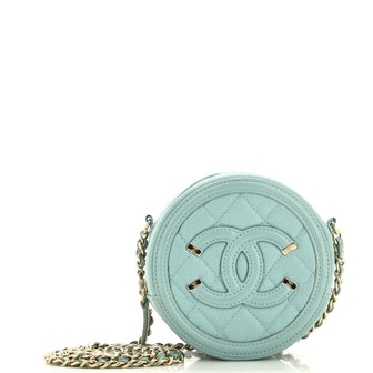 Chanel Filigree Round Clutch with Chain Quilted Caviar Mini