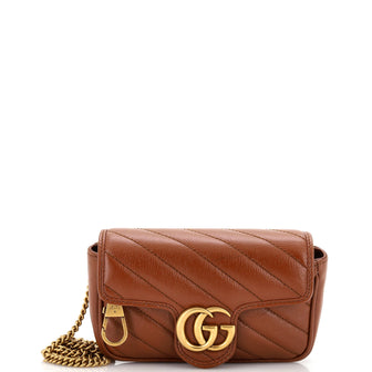 Gucci GG Marmont Flap Bag Diagonal Quilted Leather Super Mini
