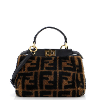 Fendi Peekaboo Bag Zucca Shearling Mini