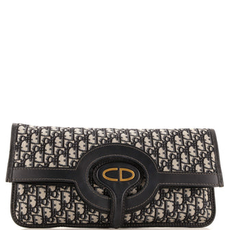 Christian Dior Fold Over Clutch Oblique Canvas