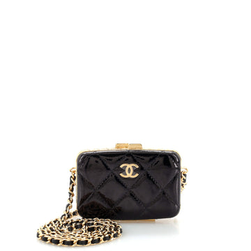 Chanel Framed Box Clutch with Chain Quilted Patent Mini
