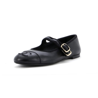 Chanel Women's CC Mary Jane Flats Embroidered Leather