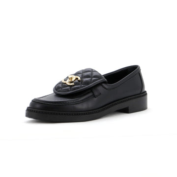 Chanel Women's CC Loafers Quilted Leather