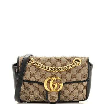 Gucci GG Marmont Flap Bag Diagonal Quilted GG Canvas Mini