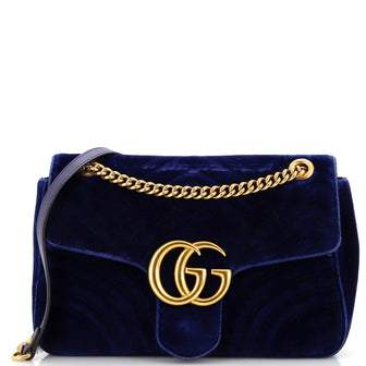 Gucci GG Marmont Flap Bag Matelasse Velvet Medium