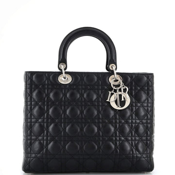 Christian Dior Vintage Lady Dior Bag Cannage Quilt Lambskin Large