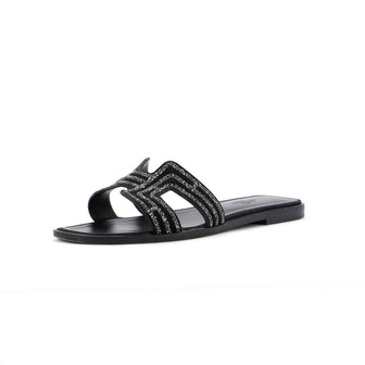 Hermes Women's Oran Sandals Embellished Suede