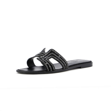 Hermes Women's Oran Sandals Embellished Suede