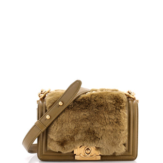 Chanel Boy Flap Bag Fur with Leather Small