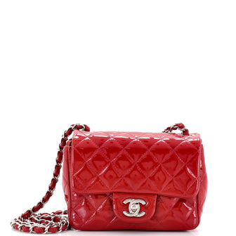 Chanel Square Classic Single Flap Bag Quilted Patent Mini