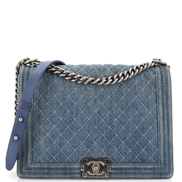 Chanel Boy Flap Bag Quilted Denim Large