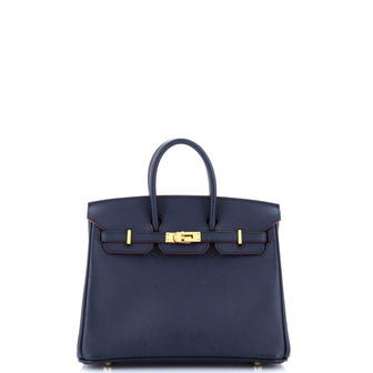 Hermes Contour Birkin Bag Blue Epsom with Gold Hardware 25