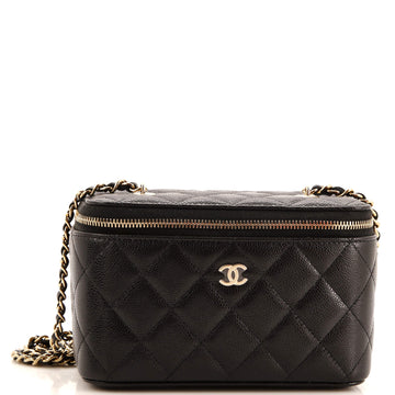 Chanel Classic Vanity Case with Chain Quilted Caviar Small