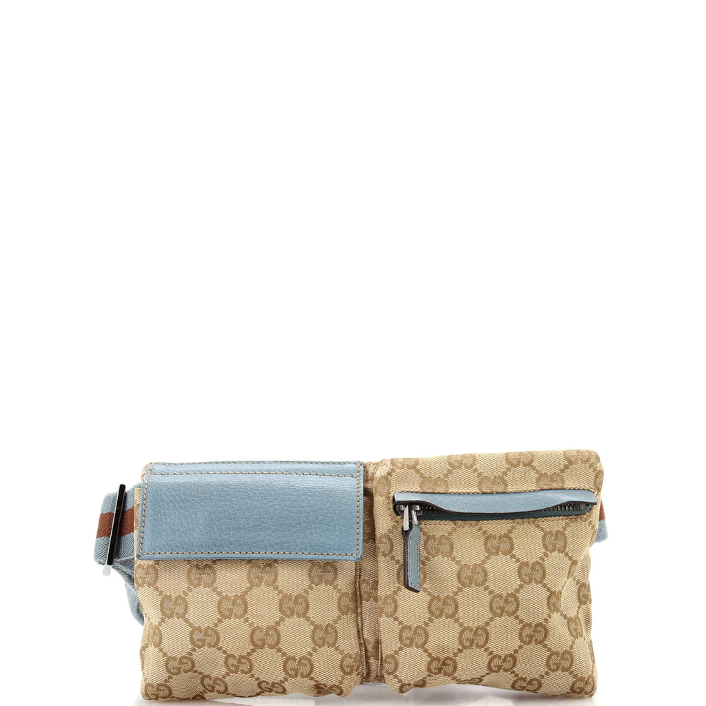 Gucci Vintage Double Belt Bag GG Canvas Small 293451 display picture 3