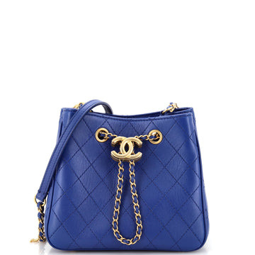 Chanel Egyptian Amulet Drawstring Bucket Bag Stitched Calfskin Small
