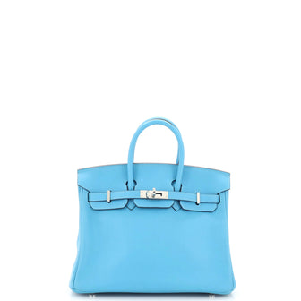 Hermes Birkin Handbag Blue Swift with Palladium Hardware 25