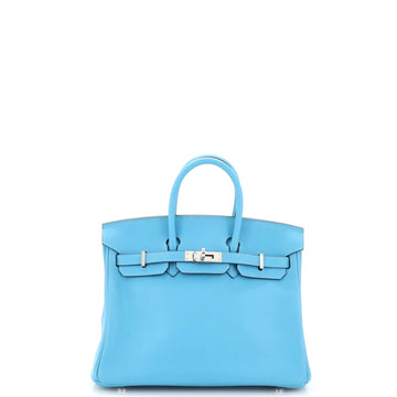 Hermes Birkin Handbag Blue Swift with Palladium Hardware 25